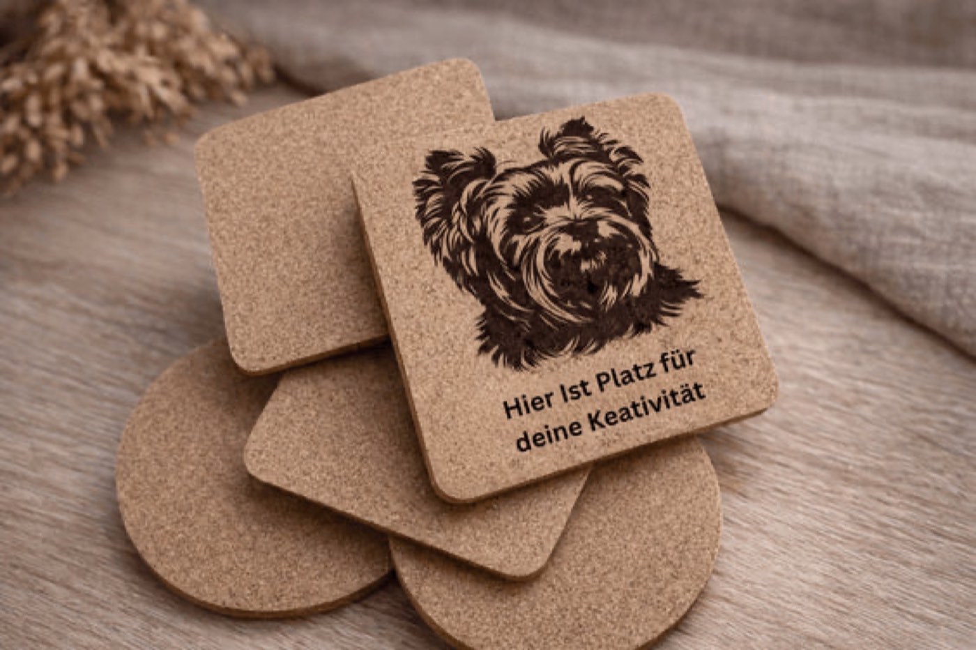Korkuntersetzer mit Gravur